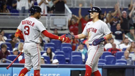 Red Sox keep finding a way, rally late to beat Marlins for fourth straight comeback win taken at BSJ Headquarters (Red Sox). Photo by Rhona Wise-Imagn Images
